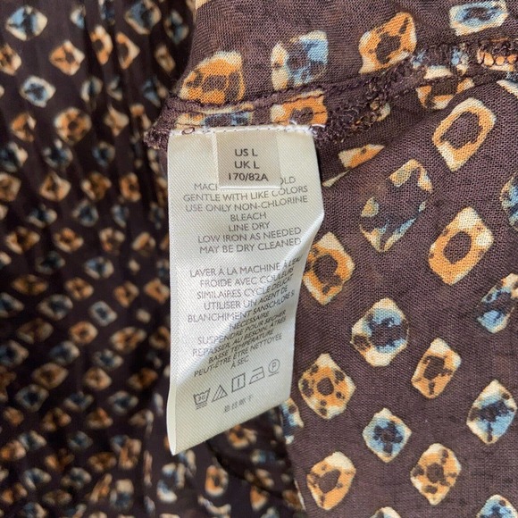 Anthropologie Button Up Womens Large Brown Polka Dot Kimono 3/4 Sleeve Casual - Picture 7 of 16